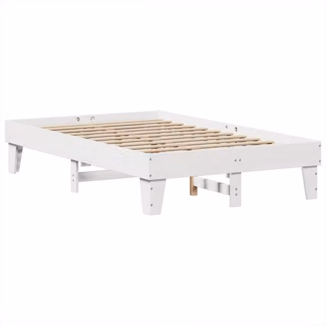 Berkfield Home Small Double Solid Wood Pine Bed Frame, White, W/D/H: 120 x 190 cm