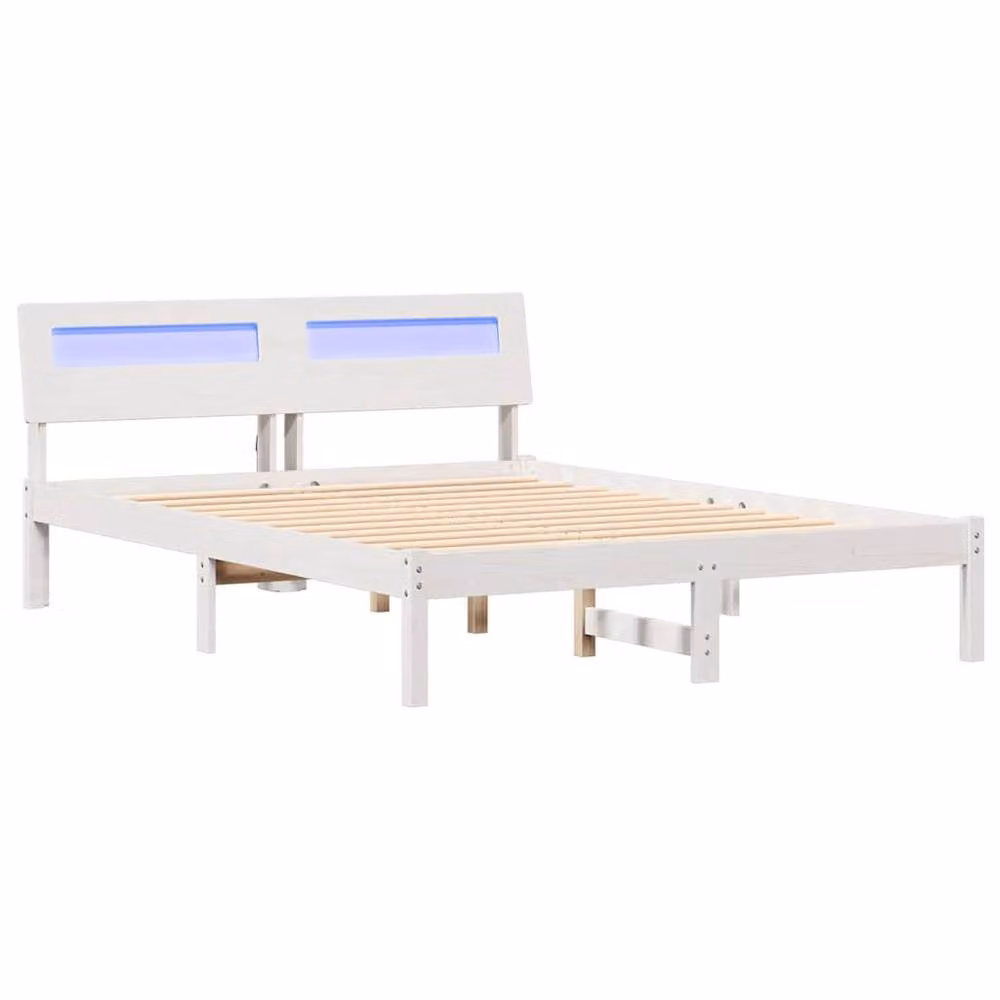 Berkfield Home Modern White Solid Pine Wood Bed Frame with Headboard and Lift Up Base, W/D/H: 120 x 200 cm – 2