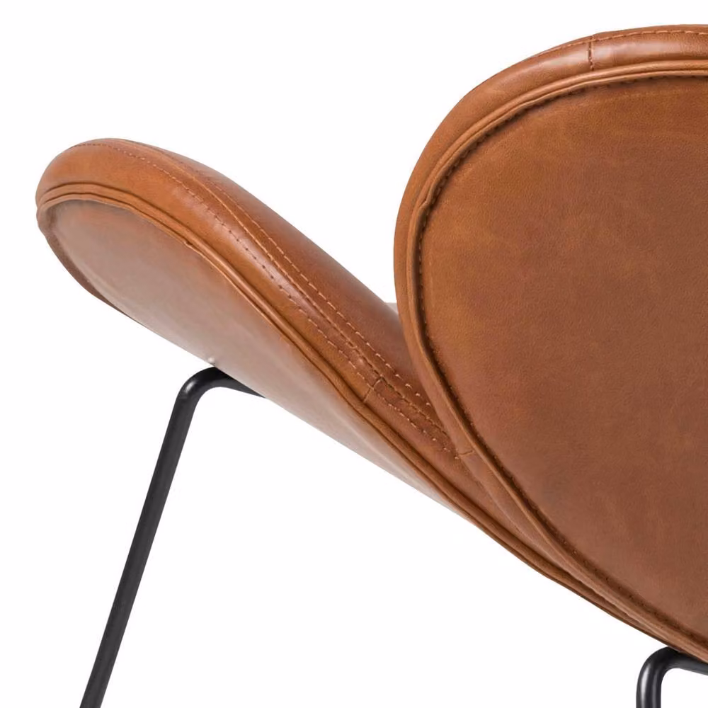 Wyld Haus Mazapan Lounge Chair in Brown Faux Leather with Metal Frame – 5