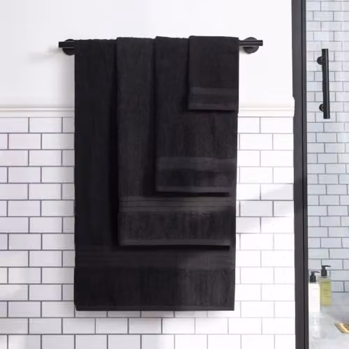 OHS Luxury Black Cotton Terry Bath Sheet, W: 90 cm, L: 150 cm – 2