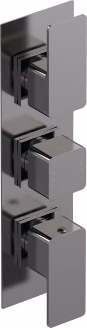 Balterley Concealed Triple Thermostatic Shower Valve with Two Outlets in Brushed Pewter Grey and Silver – 1