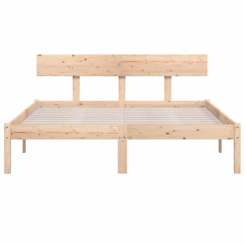 Berkfield Home King Size Solid Wood Pine Bed Frame, Brown, W: 150 cm, D: 200 cm