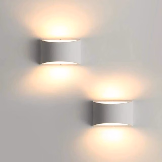 EONLION Set of 2 Modern White Plaster LED Wall Lights with Warm White Up and Down Lighting for Hallways and Bedrooms – 1