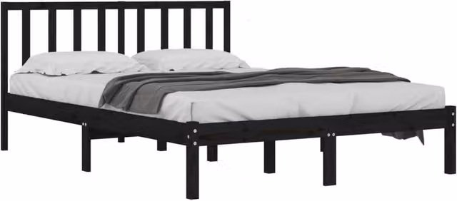Berkfield Home Beautiful Bed Frame in Black Solid Pine, W/D/H: 200 x 100 x 206 cm – 1