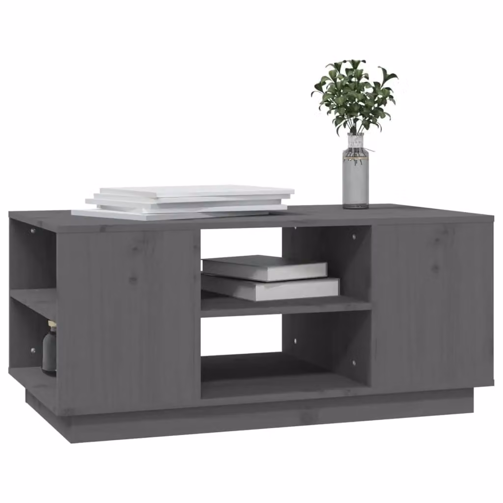 Berkfield Home Grey Rustic Solid Pine Coffee Table W/D/H: 90 x 49 x 40.5 cm – 3