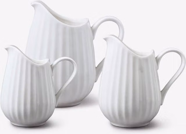 WM Bartleet & Sons Ceramic Fluted Jug Set of 3, White