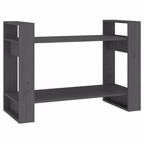 vidaXL Grey Solid Pine Wood Book Cabinet and Room Divider in Rustic Style – 1