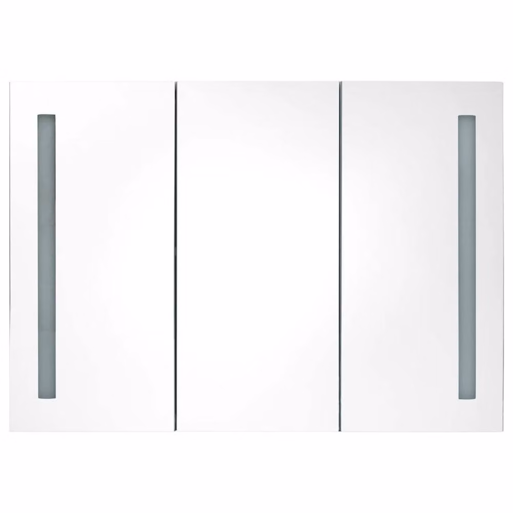 Berkfield Home LED Bathroom Mirror Cabinet in White and Oak, W: 89 cm, D: 14 cm, H: 62 cm – 2