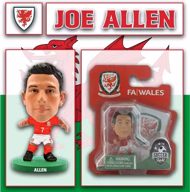 SoccerStarz Joe Allen Wales Mini Figure, Red, Height: 5 cm