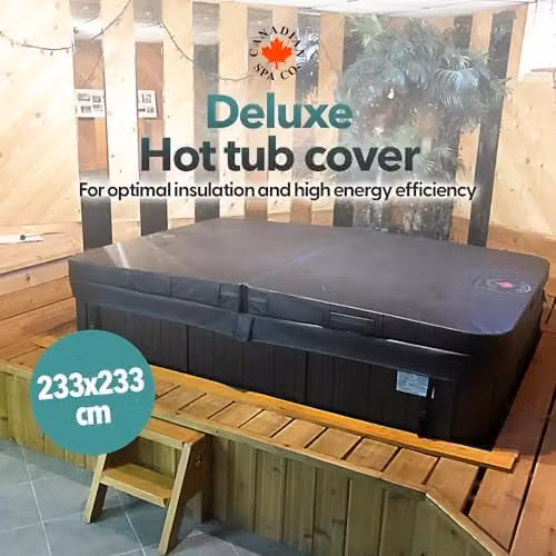 Canadian Spa Co. Deluxe Thermal Insulation Square Hot Tub Cover, Grey, W/D: 233 x 233 cm, 10 cm Thick – 2