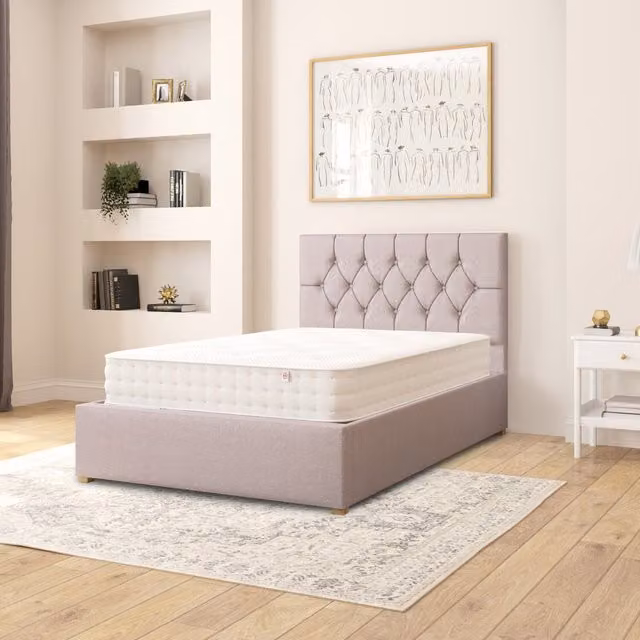 Aspire Olivier Upholstered Fabric Ottoman Storage Bed in Grey, W/D/H: 120 x 200 cm