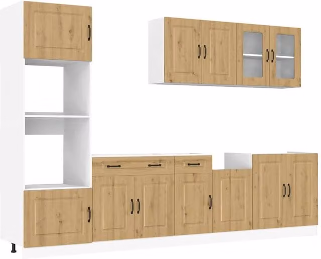 Berkfield Home Kalmar 7 Piece Modern Kitchen Cabinet Set in Artisan Oak Brown Engineered Wood – 1