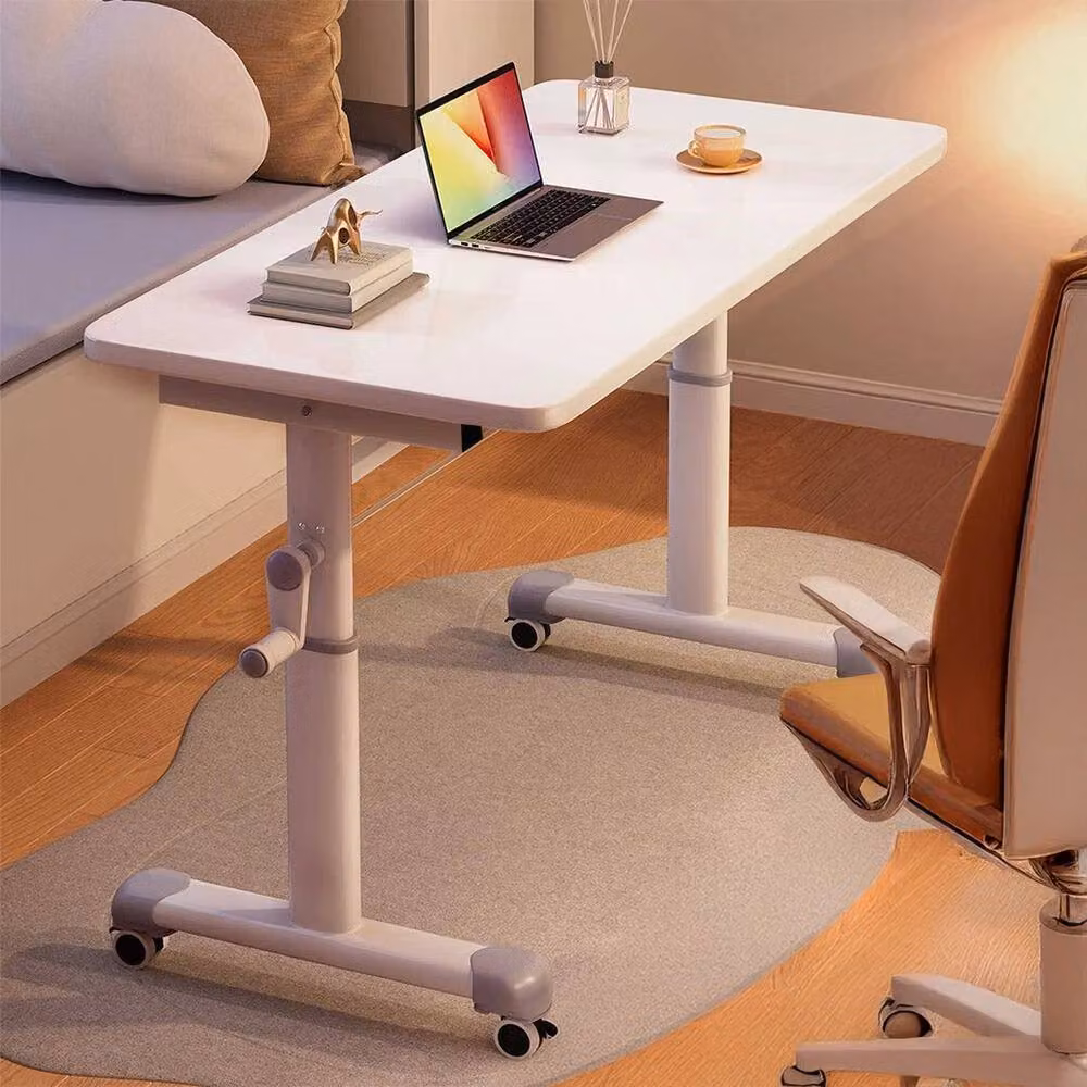 EONLION Height Adjustable Computer Desk with Castors, White, W: 100 cm, D: 60 cm – 2
