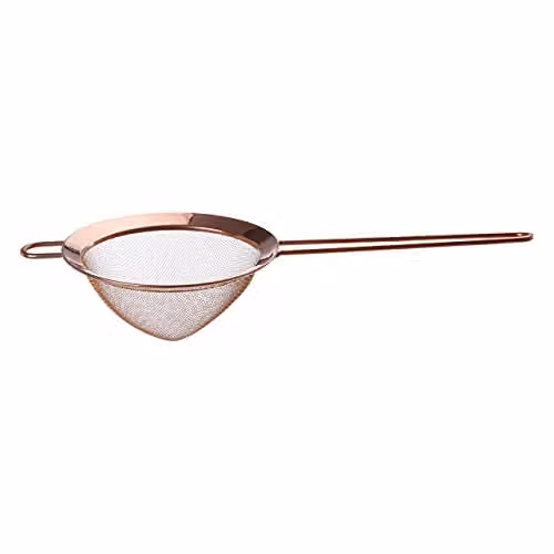 Orsina Gold Finish Stainless Steel Fine Mesh Sieve with Handles, Diameter: 10 cm