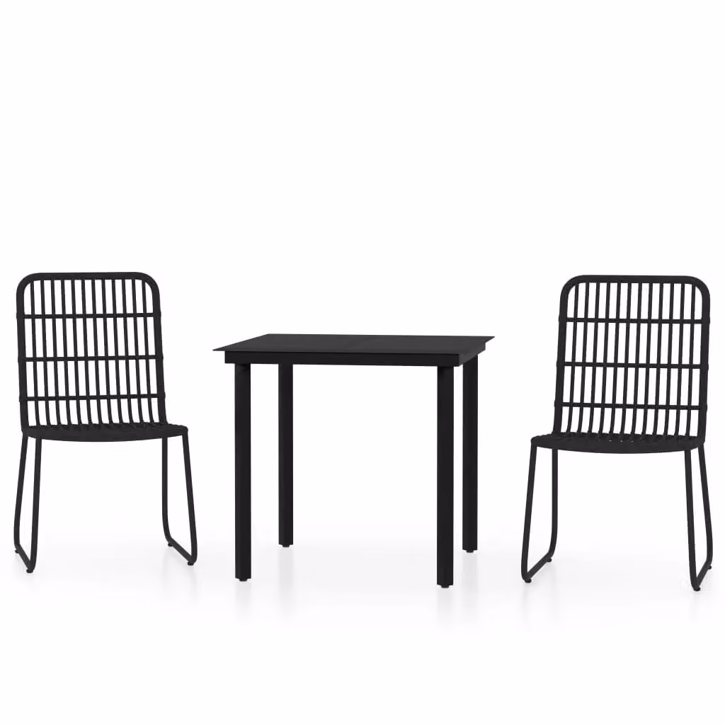 Berkfield Home 3 Piece Modern Garden Dining Set in Black – 2