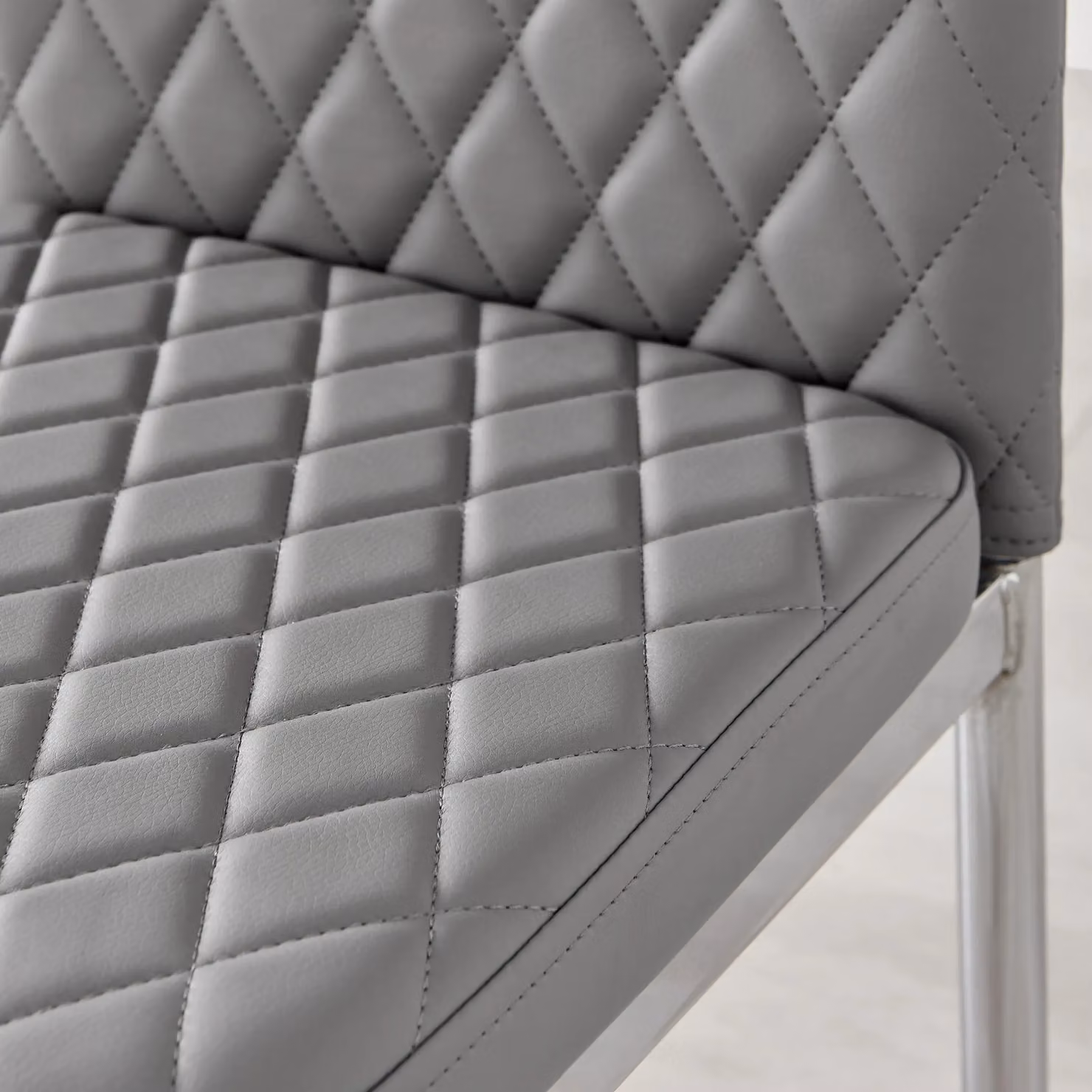 FurnitureboxUK Set of 6 Milan Faux Leather Dining Chairs with Chrome Legs in Grey – 3