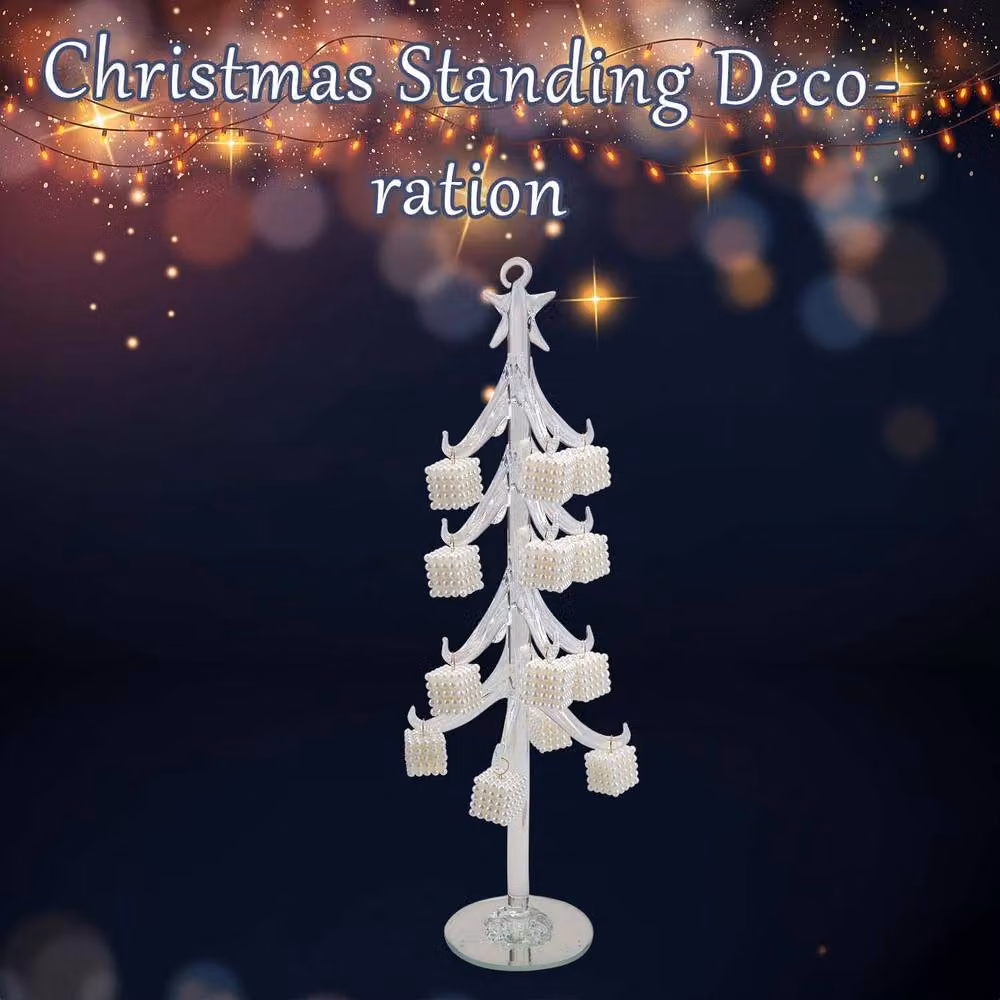 VFM e-Store White Rectangular Glass Christmas Tabletop Decoration, W: 36 cm, H: 12 cm – 2