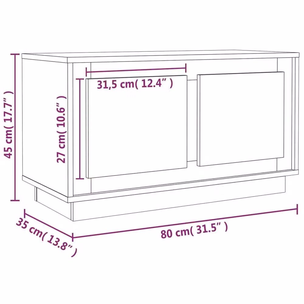 Berkfield Home Modern TV Cabinet in Concrete Grey, W/D/H: 80 x 35 x 45 cm – 4