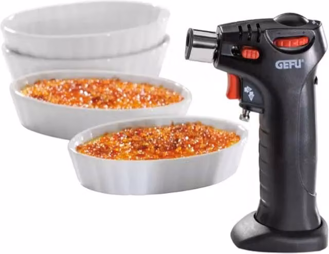 Gefu Carmello Crème Brûlée Set with Adjustable Flame and Multicolour Porcelain Ramekins – 2