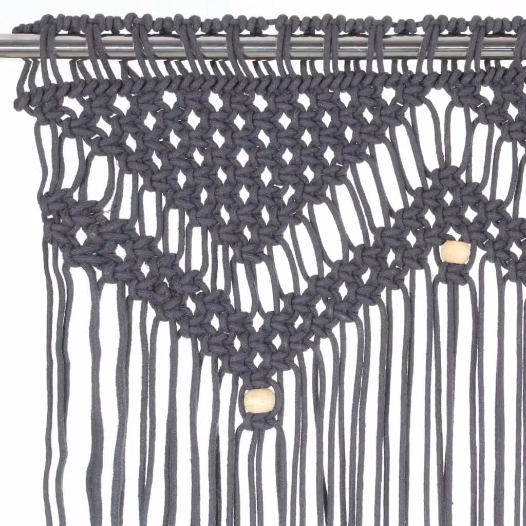 Berkfield Home Macrame Curtain in Anthracite, W/H: 140 x 240 cm – 2