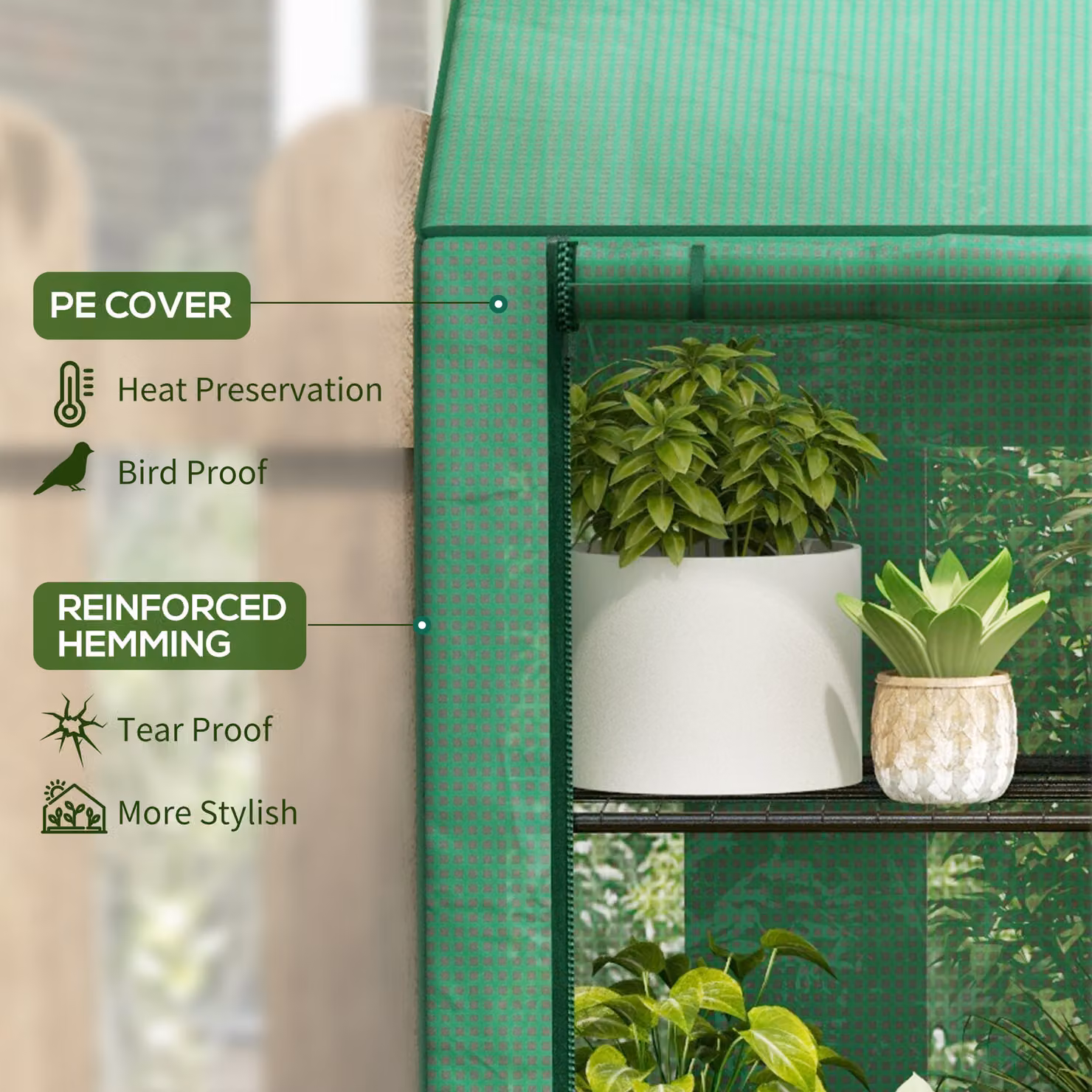 Outsunny Green Three-Shelf Mini Lean-to Greenhouse W/D/H: 46 x 46 x 143 cm – 3