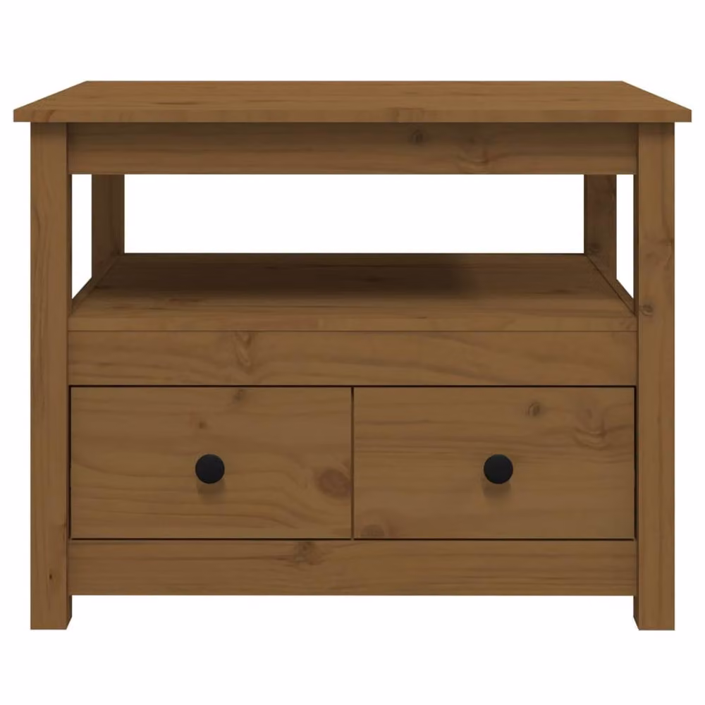 Berkfield Home Rustic Solid Wood Pine Coffee Table in Honey Brown, W: 71 cm, D: 49 cm, H: 55 cm – 4