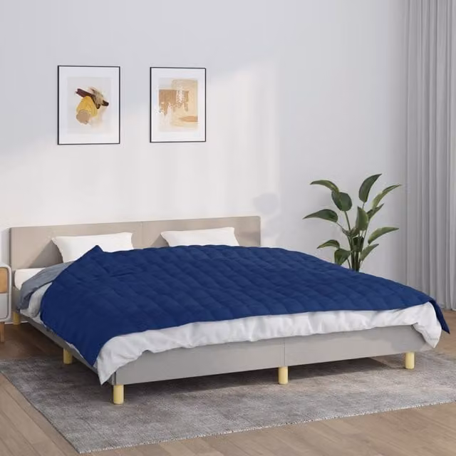 Berkfield Home Blue Weighted Blanket for Adults, W: 155 cm, D: 220 cm, 7 kg