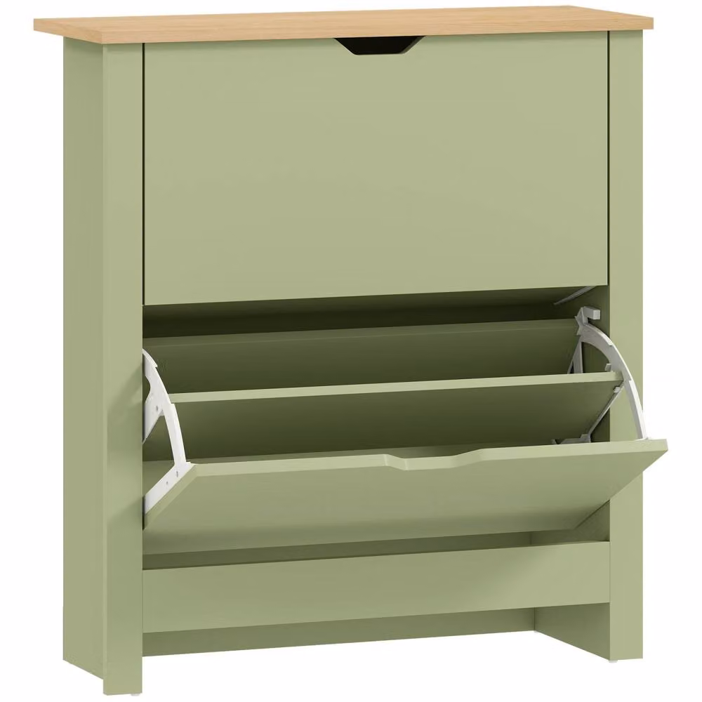 Wyld Haus Slim Green Shoe Cabinet with 2 Tilting Compartments, W/D/H: 80 x 26 x 72 cm – 2