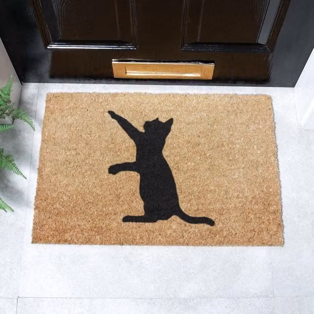 Artsy Mats Cat On Two Legs Doormat, Black and Multicolour, W: 60 cm, D: 40 cm