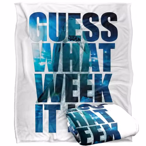 LOGOVISION Shark Week Television Series Fleece Throw Blanket, W/D/H: 152 x 127 cm, White and Multicolour