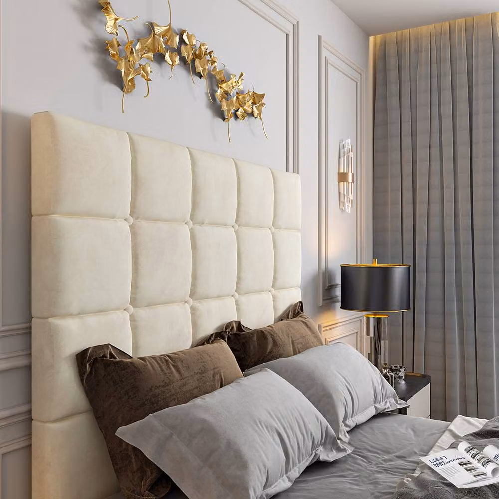 KDMD Allerton Modern Upholstered TV Bed Frame in Beige, Size: 180 x 200 cm – 3