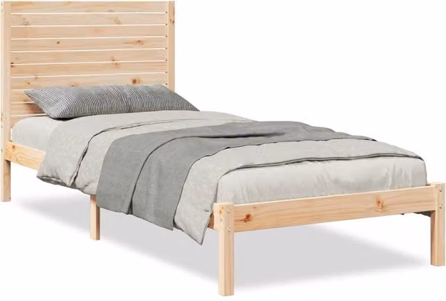 Berkfield Home Extra Long Solid Wood Bed Frame in Natural Pine, W: 90 cm, L: 220 cm