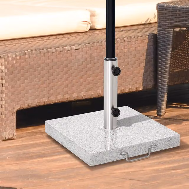 Outsunny 25kg Parasol Holder Umbrella Base in Hemp Grey and Stainless Steel