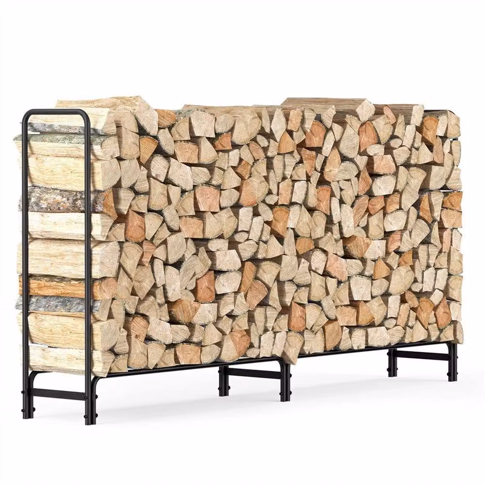 FLAVORA Strong Firewood Rack Large Metal Log Holder in Matt Black – 2