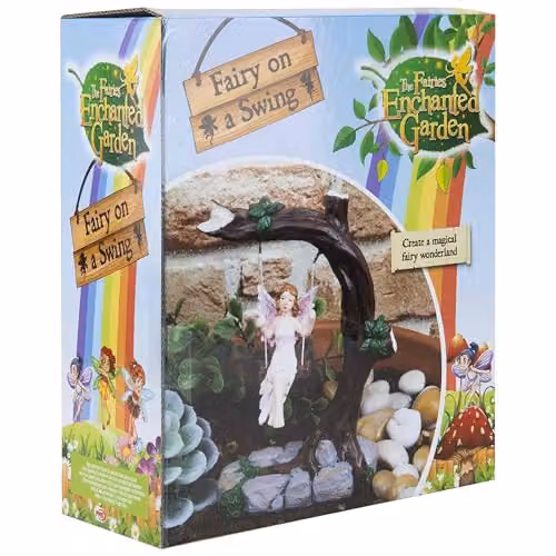 PMS Resin Fairy on a Swing Garden Ornament in Brown and Multicolour, W/D/H: 18.5 x 20.0 x 14.0 cm – 2