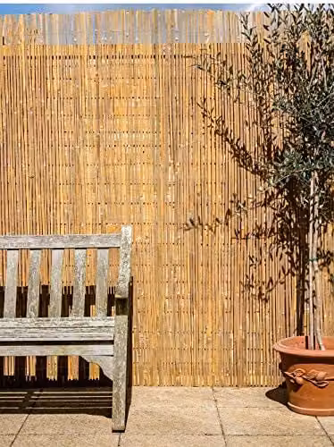 Primrose Brown Woven Bamboo Slat Garden Fence Screening Roll W: 4 m, H: 1 m