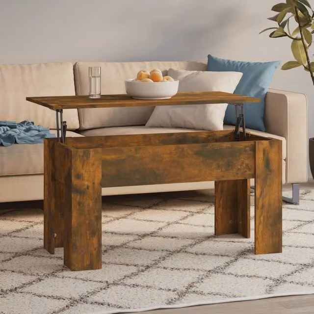 Berkfield Home Modern Smoked Oak Coffee Table in Brown, W/D/H: 101 x 49 x 52 cm – 1