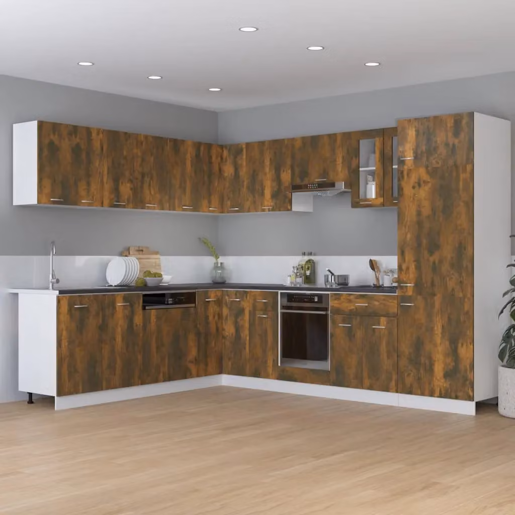 Berkfield Home Smoked Oak Kitchen Cabinet in Brown, W/D/H: 75.5 x 75.5 x 80.5 cm – 3