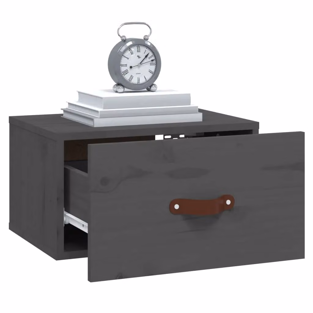 Berkfield Home Set of 2 Wall-mounted Bedside Cabinets in Grey Rustic Pine, W: 40 cm, D: 29.5 cm, H: 22 cm – 3