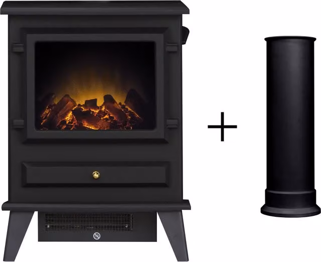 Adam Electric Stove in Black with Straight Stove Pipe – 5