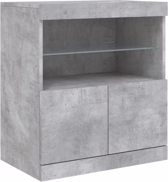 Berkfield Home Sideboard with Integrated LED Lights in Concrete Grey, W/D/H: 60 x 37 x 67 cm