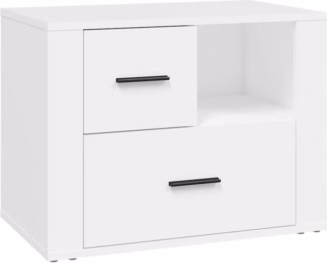 Berkfield Home White Bedside Cabinet in Engineered Wood W/D/H: 60 x 36 x 45 cm