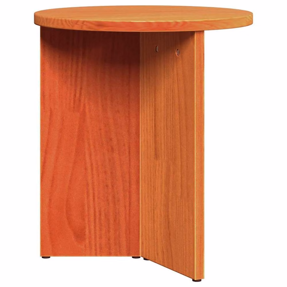 Berkfield Home 2-Piece Round Nested Coffee Table Set in Waxed Brown Solid Pine Wood – 5