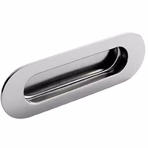 Loops Low Profile Recessed Flush Pull in Bright Stainless Steel, W: 12.0 cm, H: 4.1 cm, D: 1.3 cm