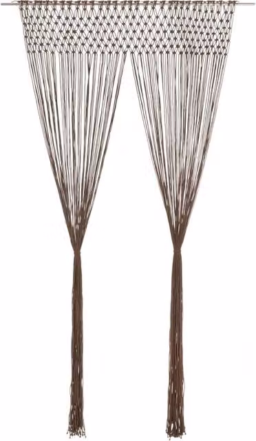 Berkfield Home Macrame Curtain in Taupe, W: 140 cm, H: 240 cm – 1