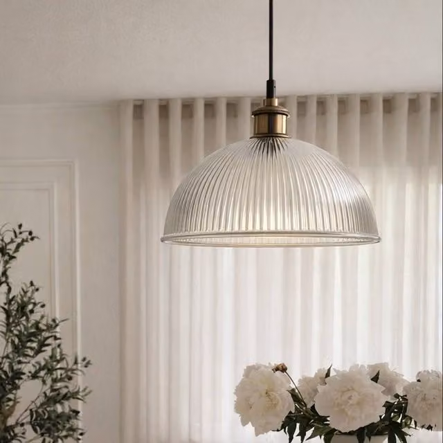 CGC Lighting Tess Clear Glass Ribbed Dome Lampshade