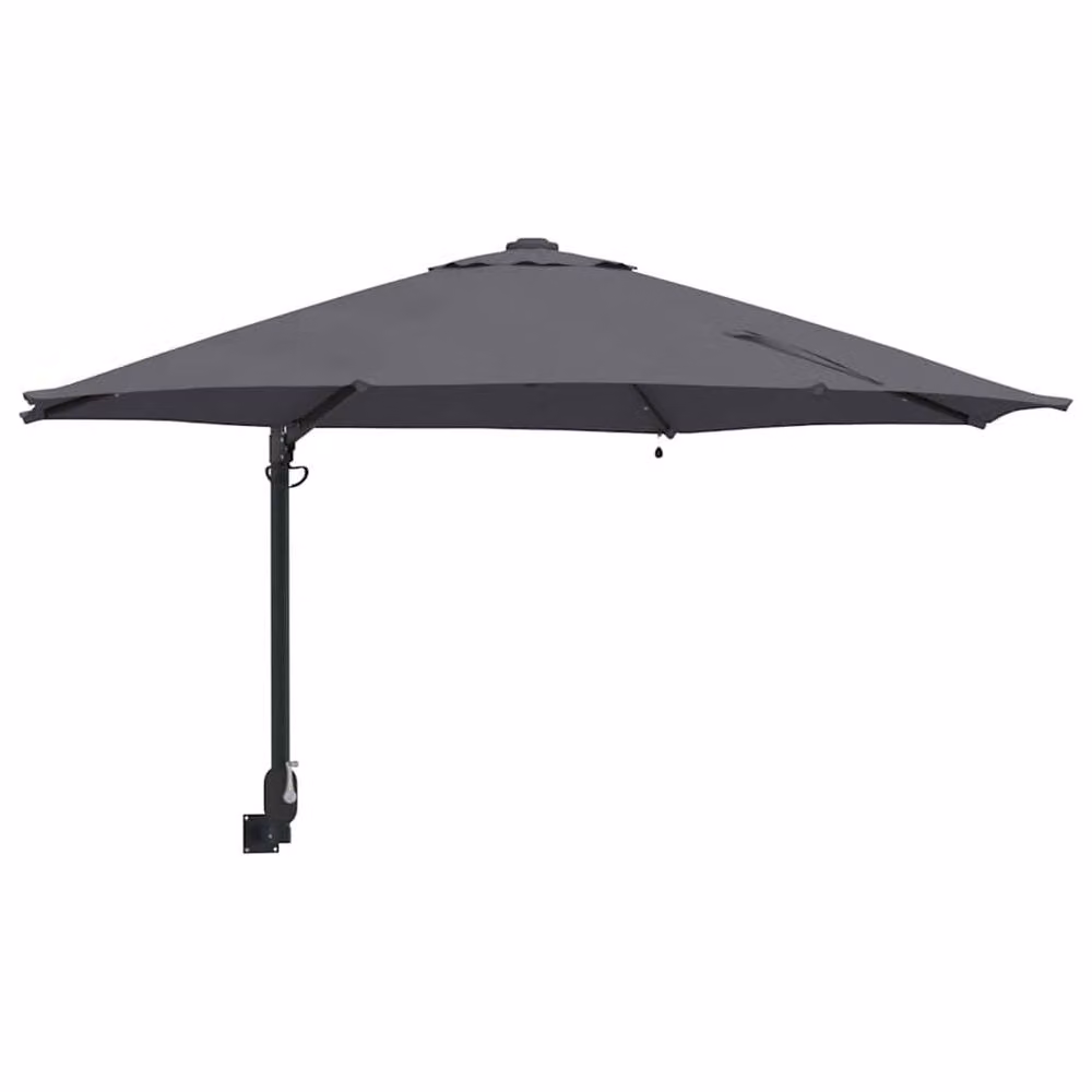 Berkfield Home Traditional Wall-mounted Garden Parasol with LEDs in Anthracite Grey, Diameter: 248 cm – 3