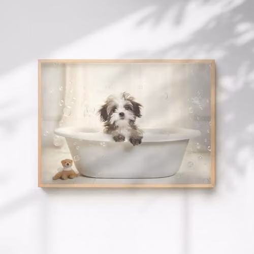 60 Second Makeover Shih Tzu In The Bath Quirky Animal Print Paper Poster, A4