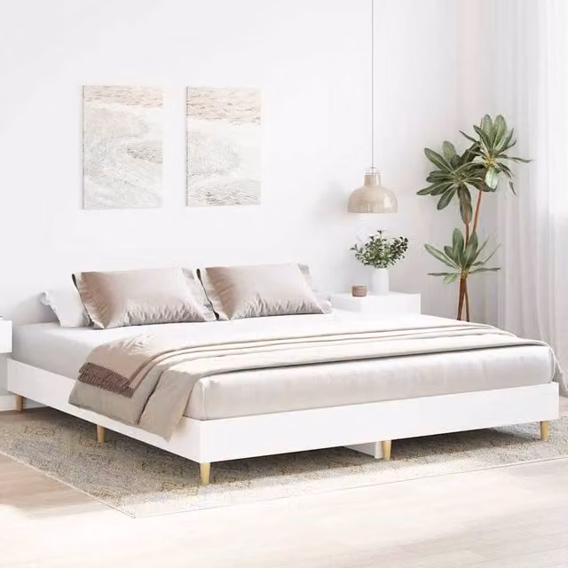 Berkfield Home Durable White Engineered Wood Bed Frame W/D/H: 160 x 25 x 203 cm