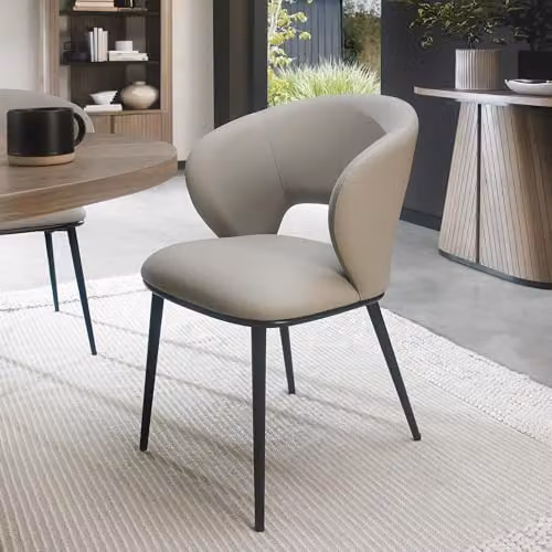 Bentley Designs Luca Upholstered Chairs in Grey Faux Leather (Pair) – 1